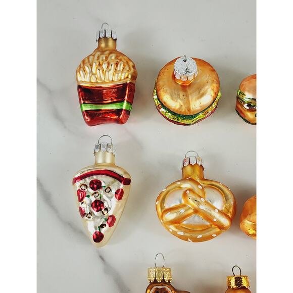 Christmas Mini Blown Glass Tree Ornament Fast Food Pop Corn Hot Dog 90s x11 - Picture 2 of 13